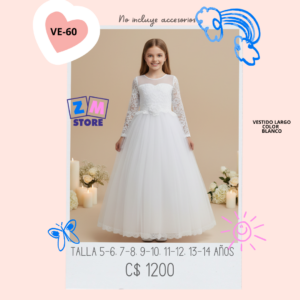 Vestido largo blanco.--VE-60