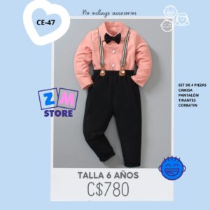 Conjunto de Camisa con pantalón negro y tirantes - CE-47