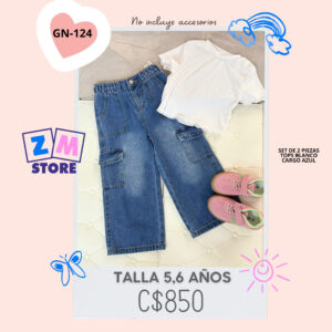 Conjunto de jeans con tops blanco.--GN-124