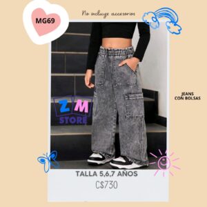 MOM JEANS NEGRO CON BOLSAS A LOS LADOS.--MG69