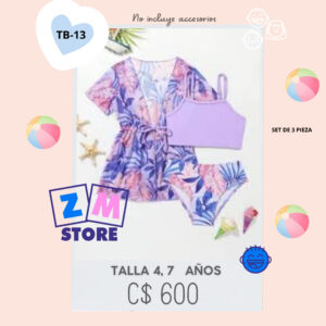 Traje de baño de 3 piezas,--TB13