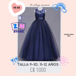 Vestido largo azul.--VE-50
