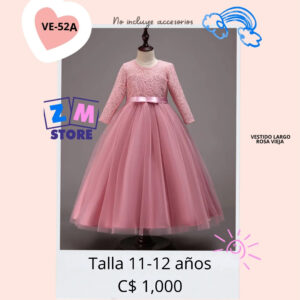 Vestido largo rosa viaja.--VE-52A