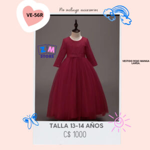 Vestido largo rojo,--VE-56R