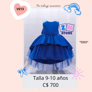 Vestido elegante azul eléctrico.--VE13