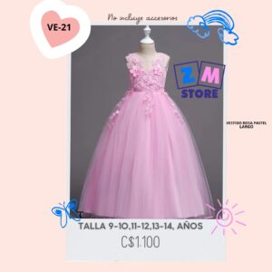 Vestido largo rosada. --VE21