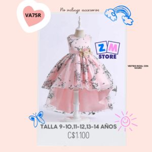 Vestido rosado con cola. --VA75R