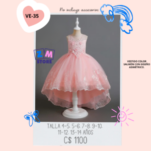 Vestido elegante a la rodilla con cola. --VE35N