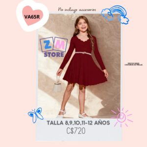 Vestido rojo con cinturón,--VA65R