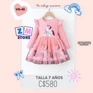 Vestido  con estampado de unicornio. --VN-40