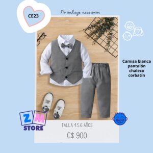 Conjunto de vestir gris con líneas negras - CE23