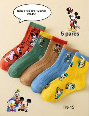 5 pares de calcetines de Mickey de Disney--TN-45