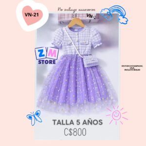 Vestido lila. estrellas doradas.--VN-21