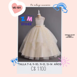 Vestido largo color perla. --VE-101-P