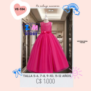Vestido rosa fucsia largo--VE-104A