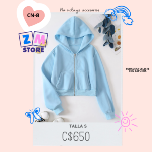 Sudadera celeste con capucha - CN-9