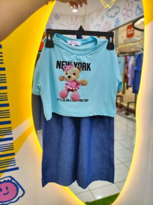 Conjunto con palazo camisa de osito --MC44
