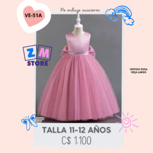 Vestido largo rosa vieja.--VE-51A