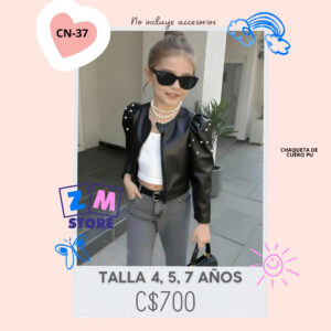 Chaqueta de cuero PU.--CN-37