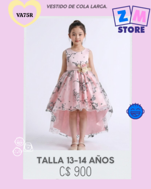 Vestido rosado con cola. --VA75R
